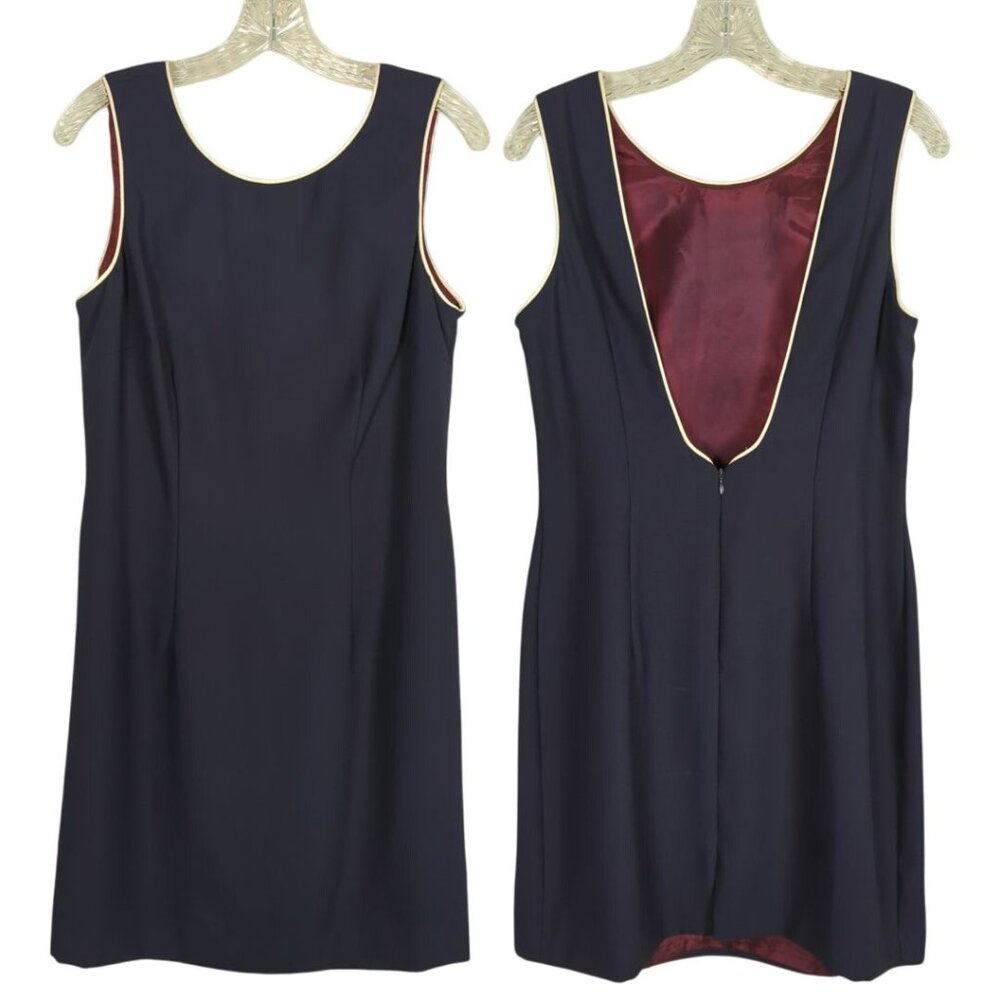 DATIANI Vintage sleeveless open back cocktail elegant navy‎ blue dress sz 12